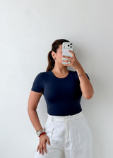 Size M Navy Half Sleeve Bodysuit
