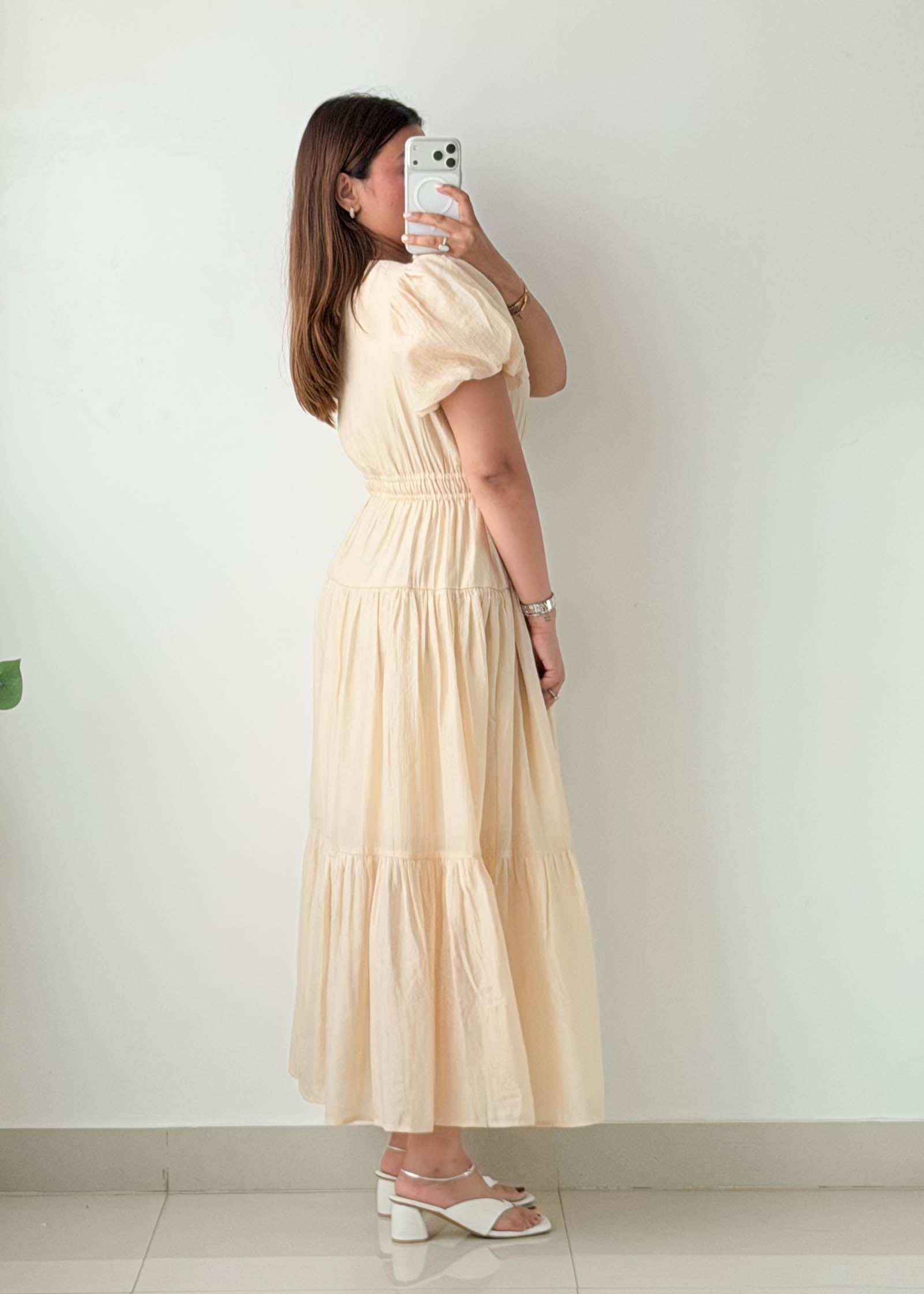 Size S-M Cream Tiered Maxi Dress