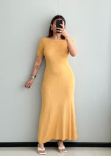 SIZE S-M, Cotton Ribbed Maxi Dress