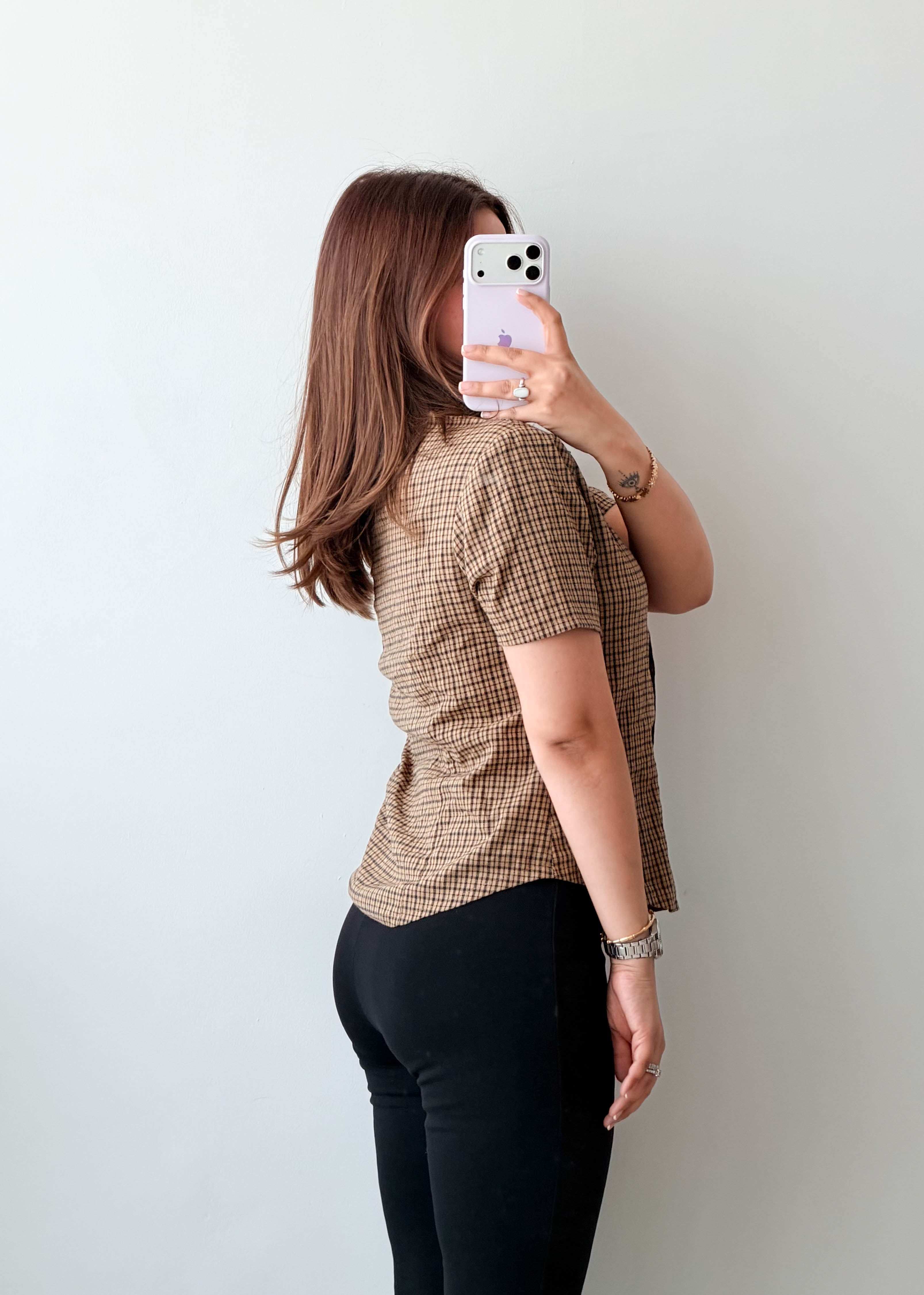 Size S-M Brown Check Shirt Top