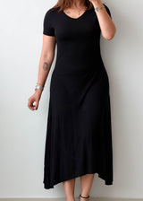 Size S-M Black V-Neck Flared Maxi Dress