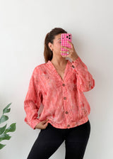 Size L-XL Coral Printed Shirt