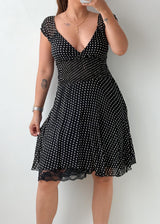 Size XS-S Black Polka Dot Fit & Flare Dress