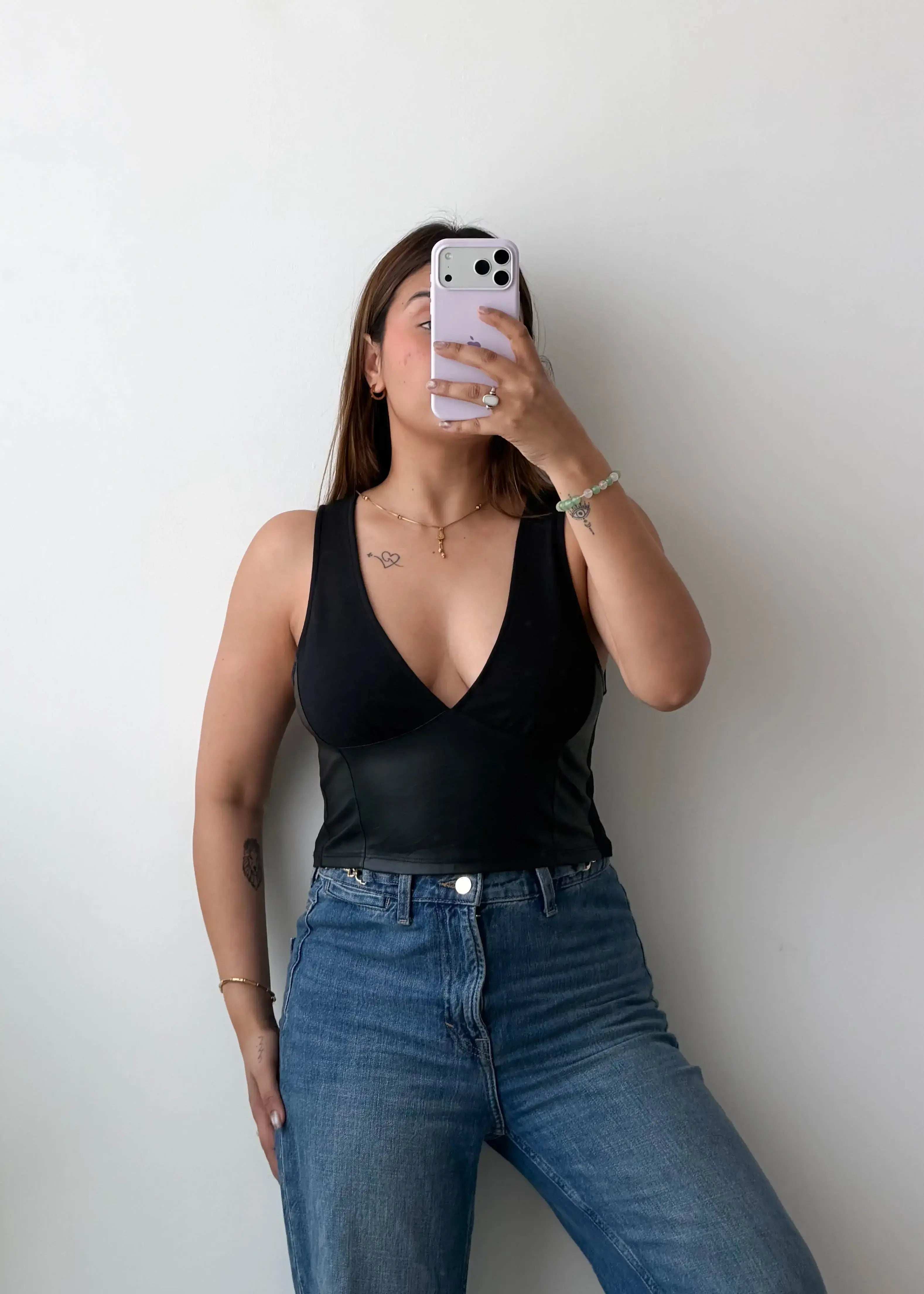Size S-M Black Deep Neck top