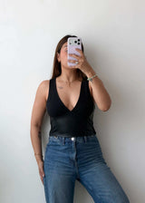 Size S-M Black Deep Neck top
