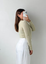 Size M-L Sage Henley Ribbed Bodysuit