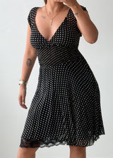 Size XS-S Black Polka Dot Fit & Flare Dress