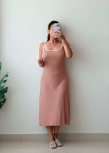Size M-L Blush Pink Ribbed Midi Dress