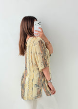 Size M Beige Abstract Print Tunic Top