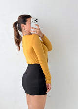 Size XS-S Mustard Wrap Bodysuit