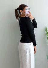 Size XS-S, Black Cut-Out Ribbed Top - Closet by Payal