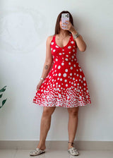 Size XS-S Cotton Red Polka Dot Mini Dress