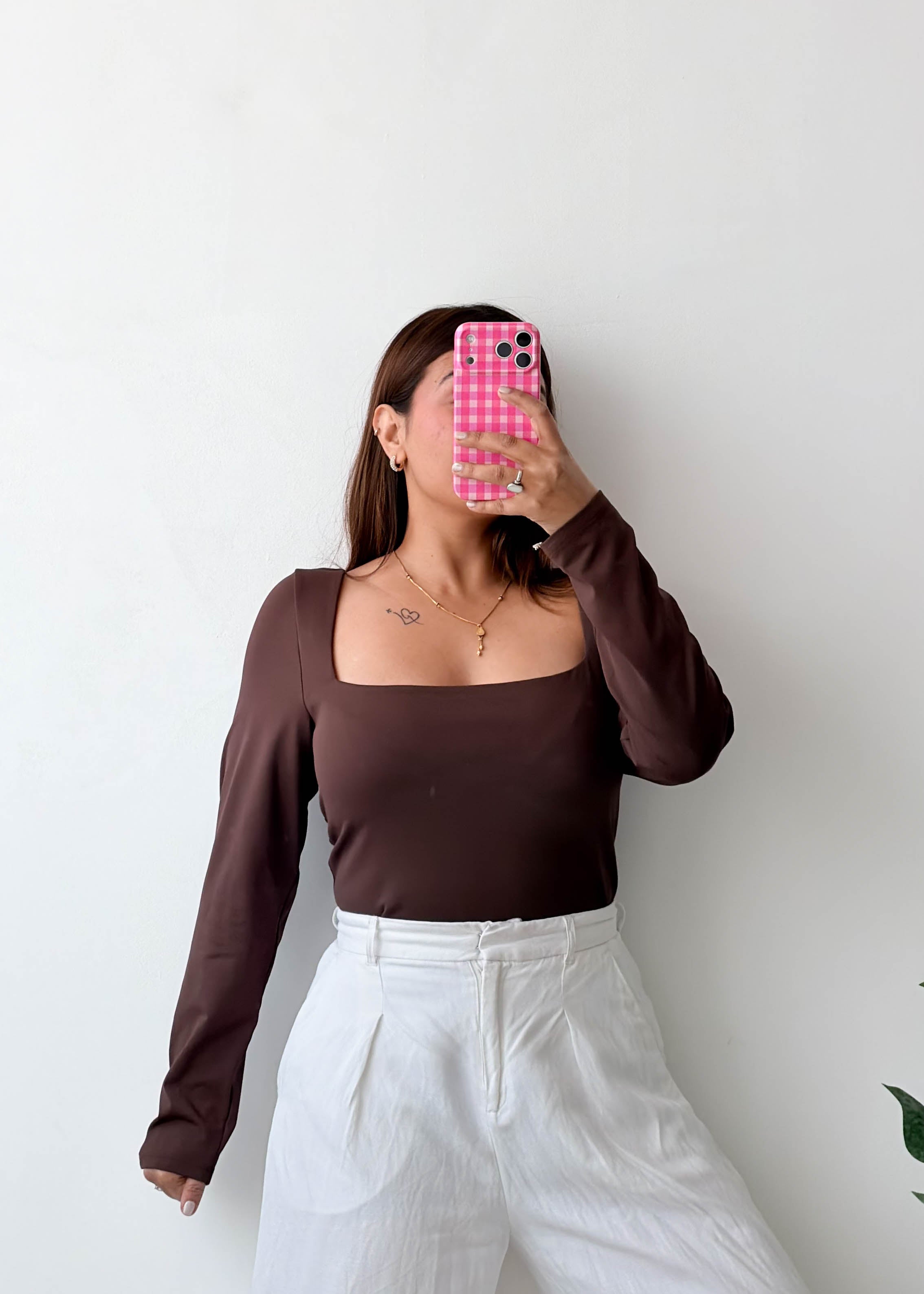 Size 2XL Chocolate Square Neck Bodysuit