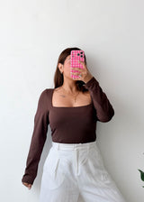 Size 2XL Chocolate Square Neck Bodysuit