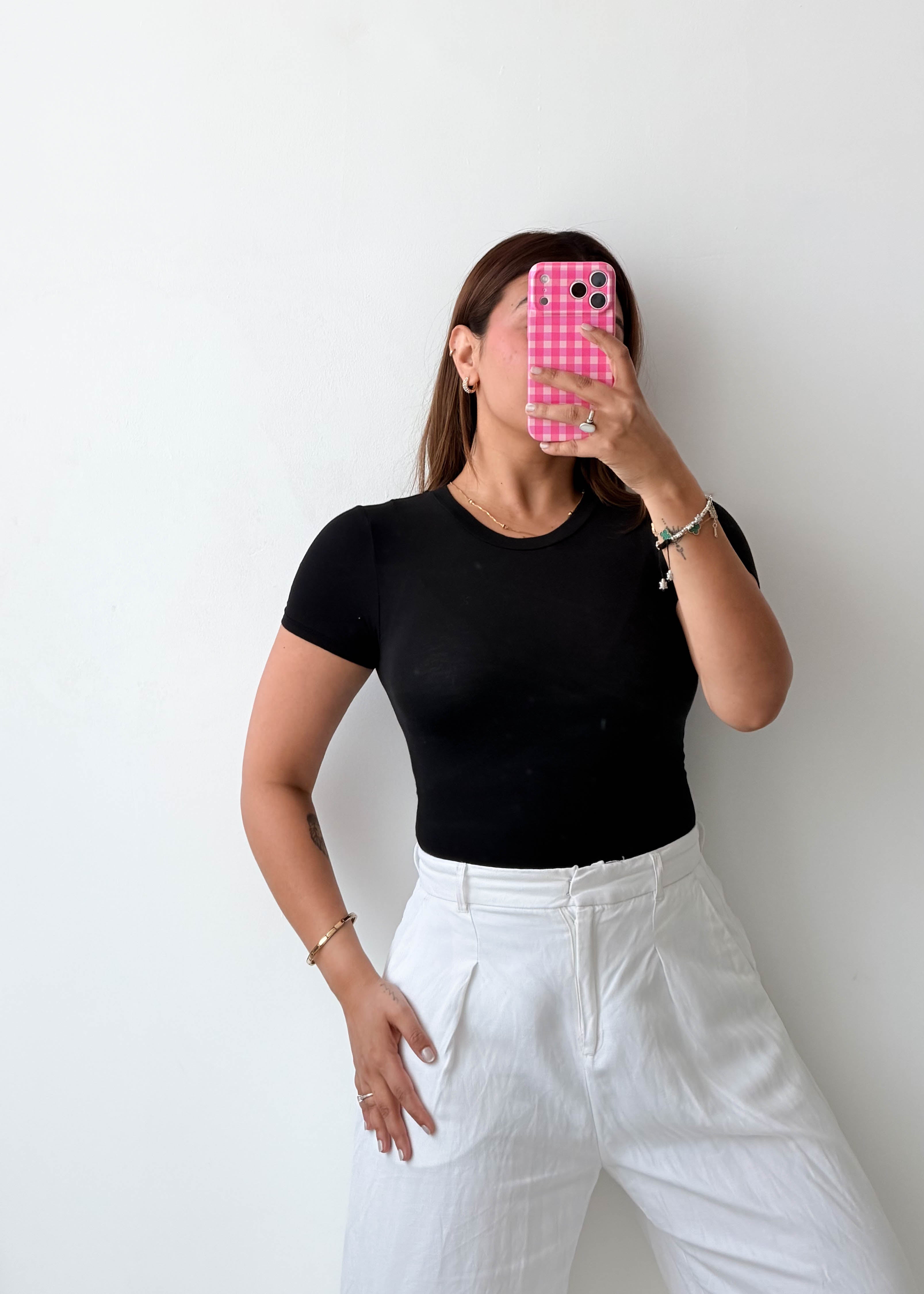 Size XS-S Black Crew Neck Bodysuit