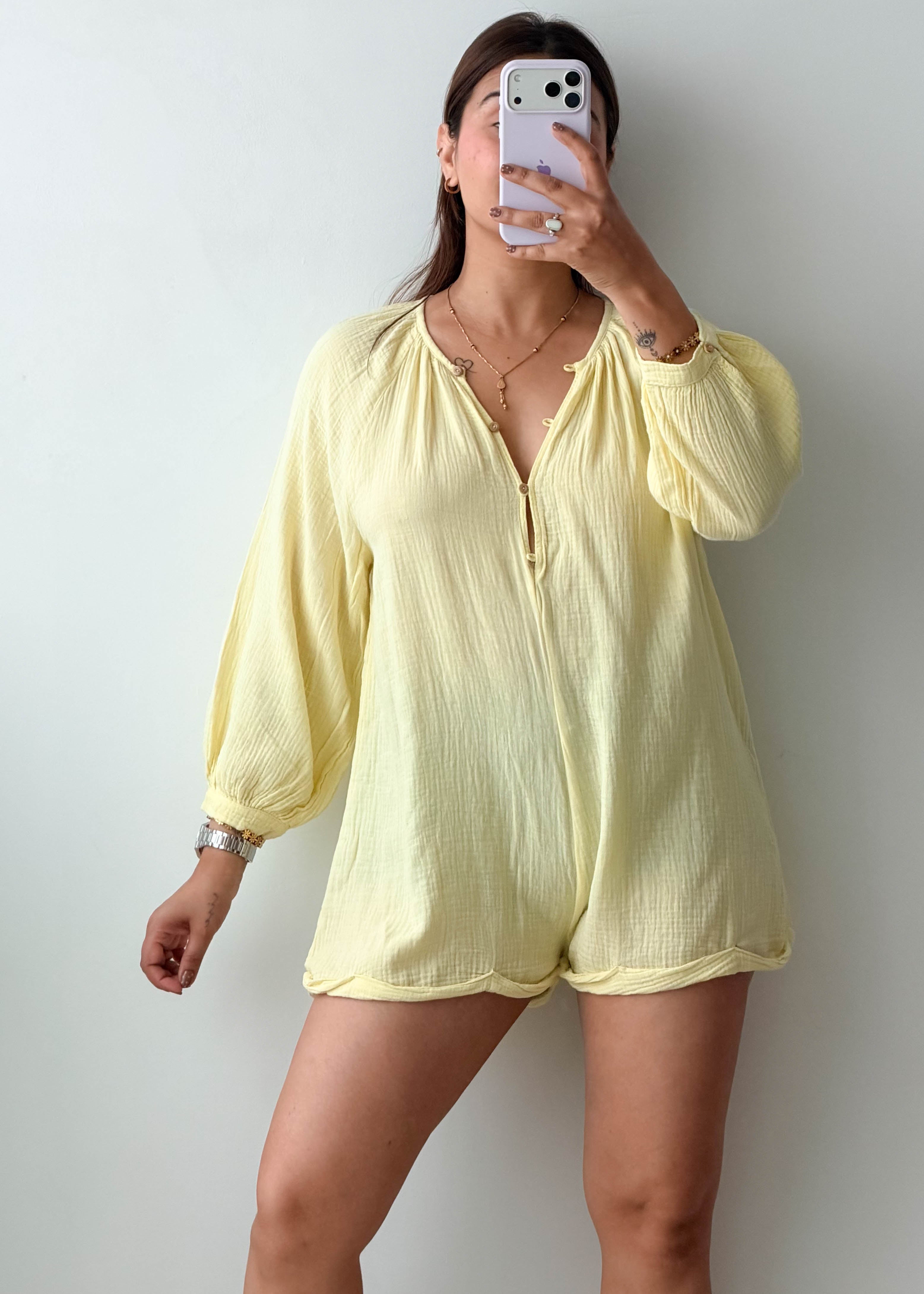 Size XS-S Butter Yellow Relaxed Romper