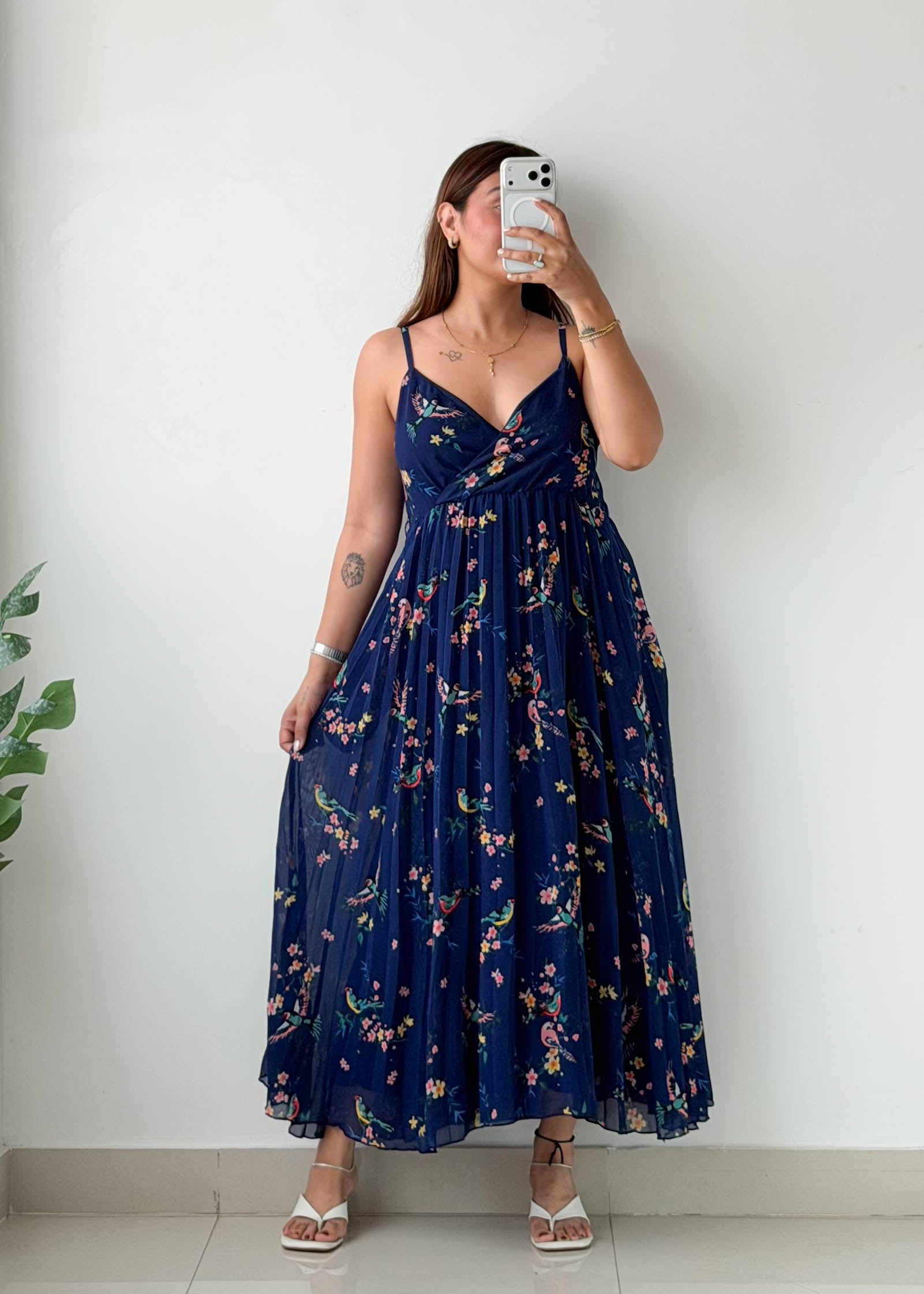 Size S-M Navy Floral Maxi Dress