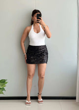 Waist : 34-36, Low waist Sequin Skirt with full stretch - Closet by Payal
