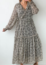 Size S-M Black Floral Wrap Maxi Dress
