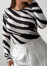 Size S-M Black & White Zebra Print Bodysuit