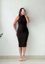 Size S-M Black Shimmer Knit Midi Dress