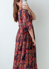Size S-M Multicolor Paisley Print Midi Dress