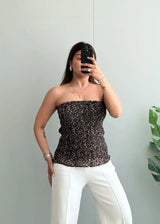 Size M-L, Leopard Print Smocked Tube Top for Women - Closet by Payal
