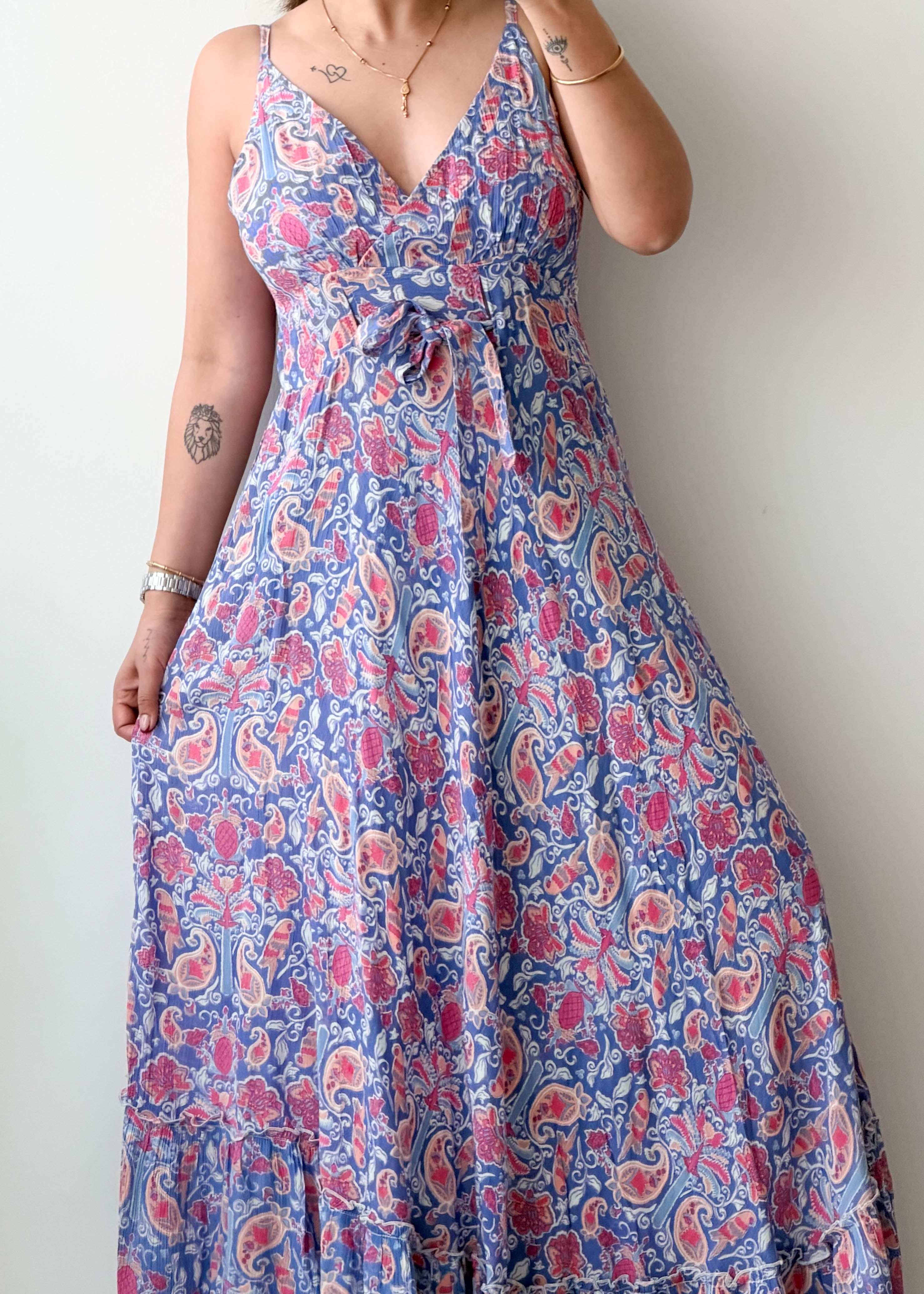 Size M-L Blue Paisley Maxi Dress