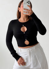 Size XS-S Black Dual Cut-Out Crop Top