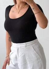 Size XS-S Black Scoop Neck Bodysuit