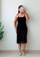 Size S-M Black Studded Midi Dress