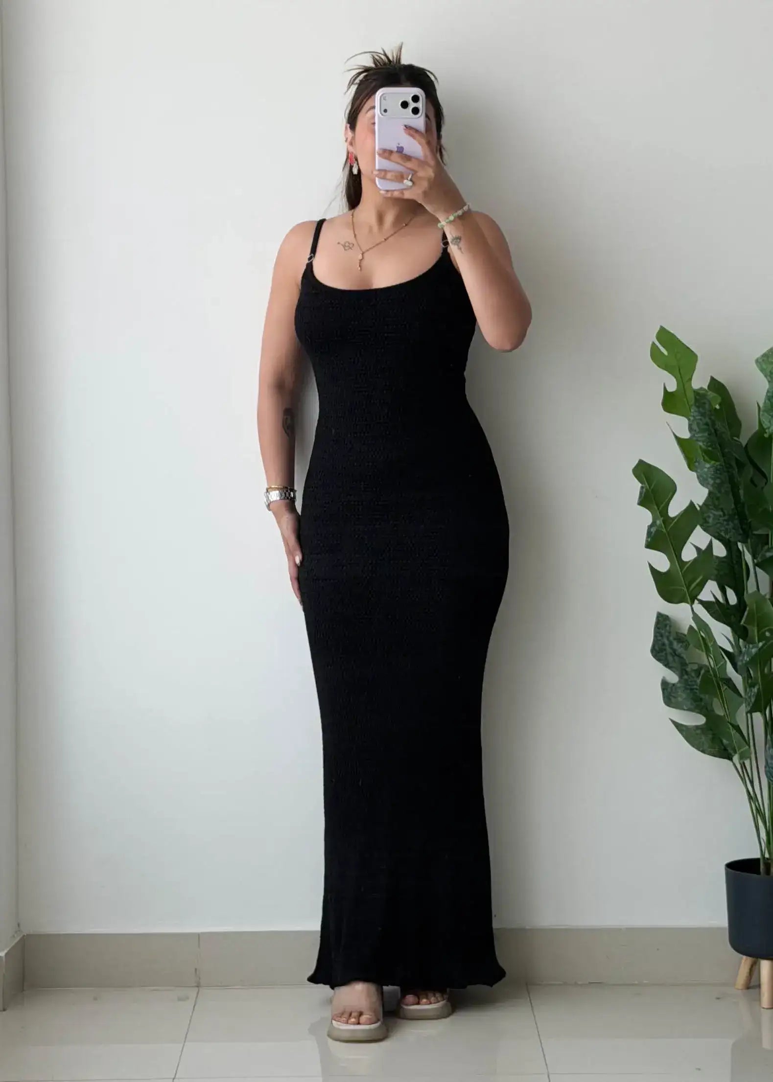 Size XS-S, Black Crochet Maxi Dress