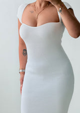 Size XS-S / M-L White Sweetheart Ribbed Knit Midi Dress