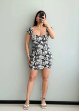 SIZE XS-S, Printed Mesh with lining Mini Dress - Closet by Payal