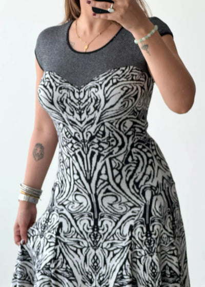 SIZE S-M, Ribbed Printed Mini Dress - Closet by Payal