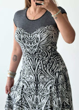 SIZE S-M, Ribbed Printed Mini Dress - Closet by Payal