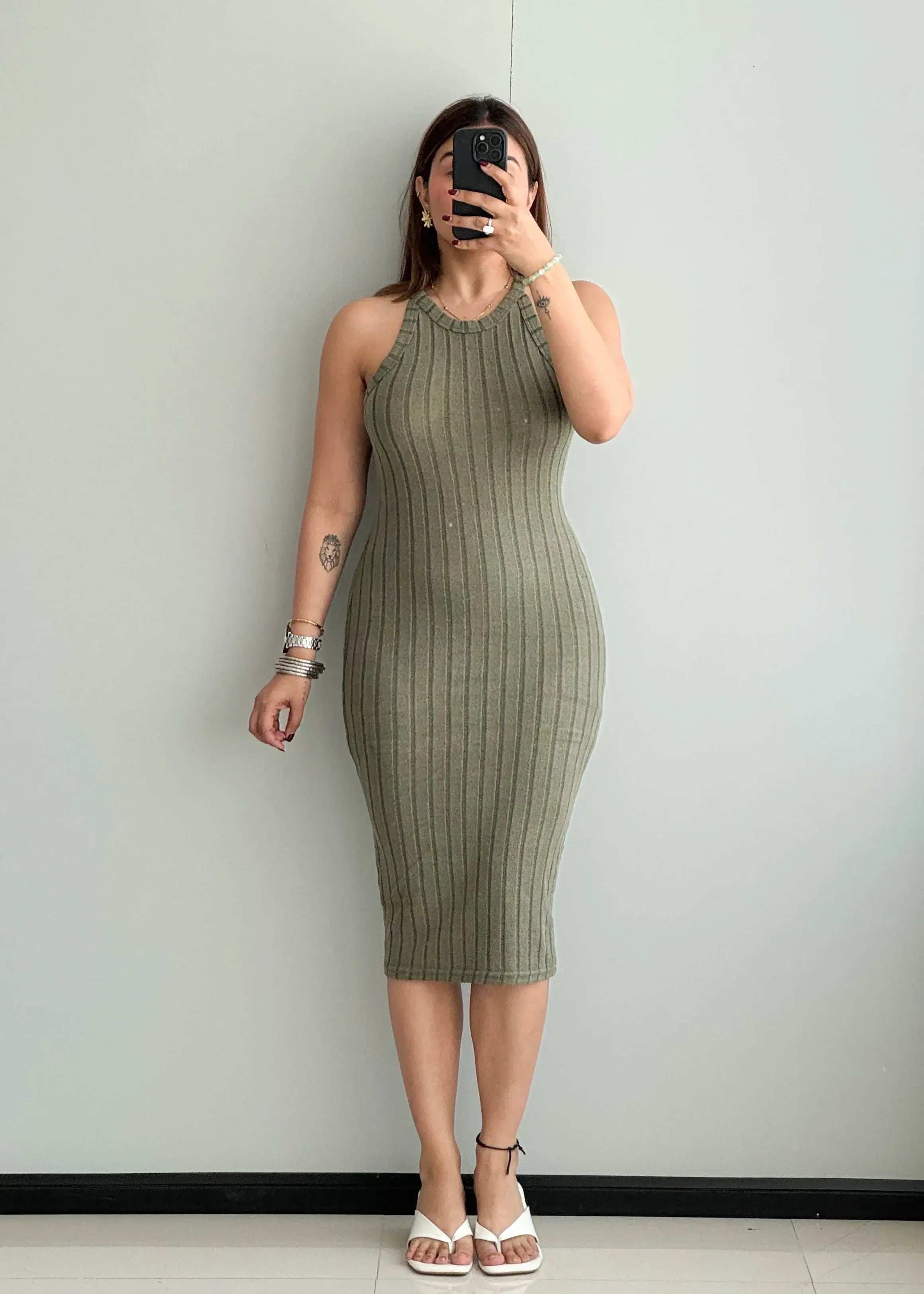 SIZE M-L, Pretty Green Bodycon Dress - Closet by Payal