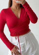 Size M-L Red Wrap Tie Top