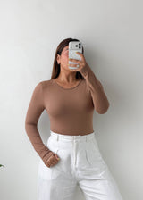 Size S-M Mocha Long Sleeve Bodysuit