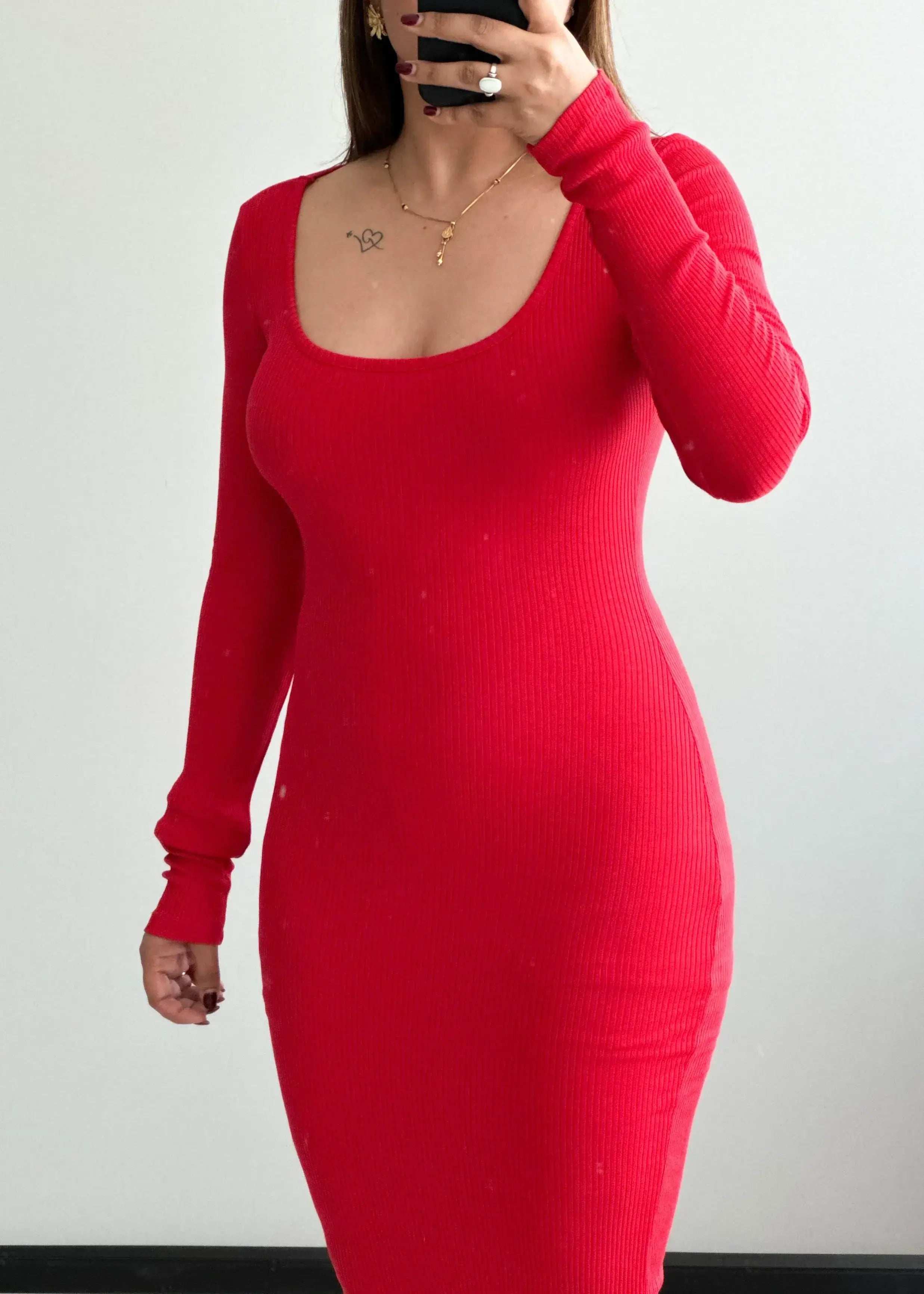 SIZE XS-S, Cotton Ribbed Bodycon Dress - Closet by Payal