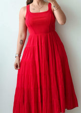 Size XS-S & L-XL Red Tiered Maxi Dress
