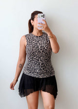 Size M-L Leopard Print Sleeveless Top