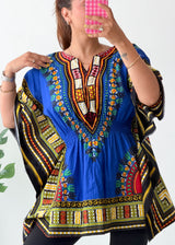 Size XS-M Blue Dashiki Kaftan Top