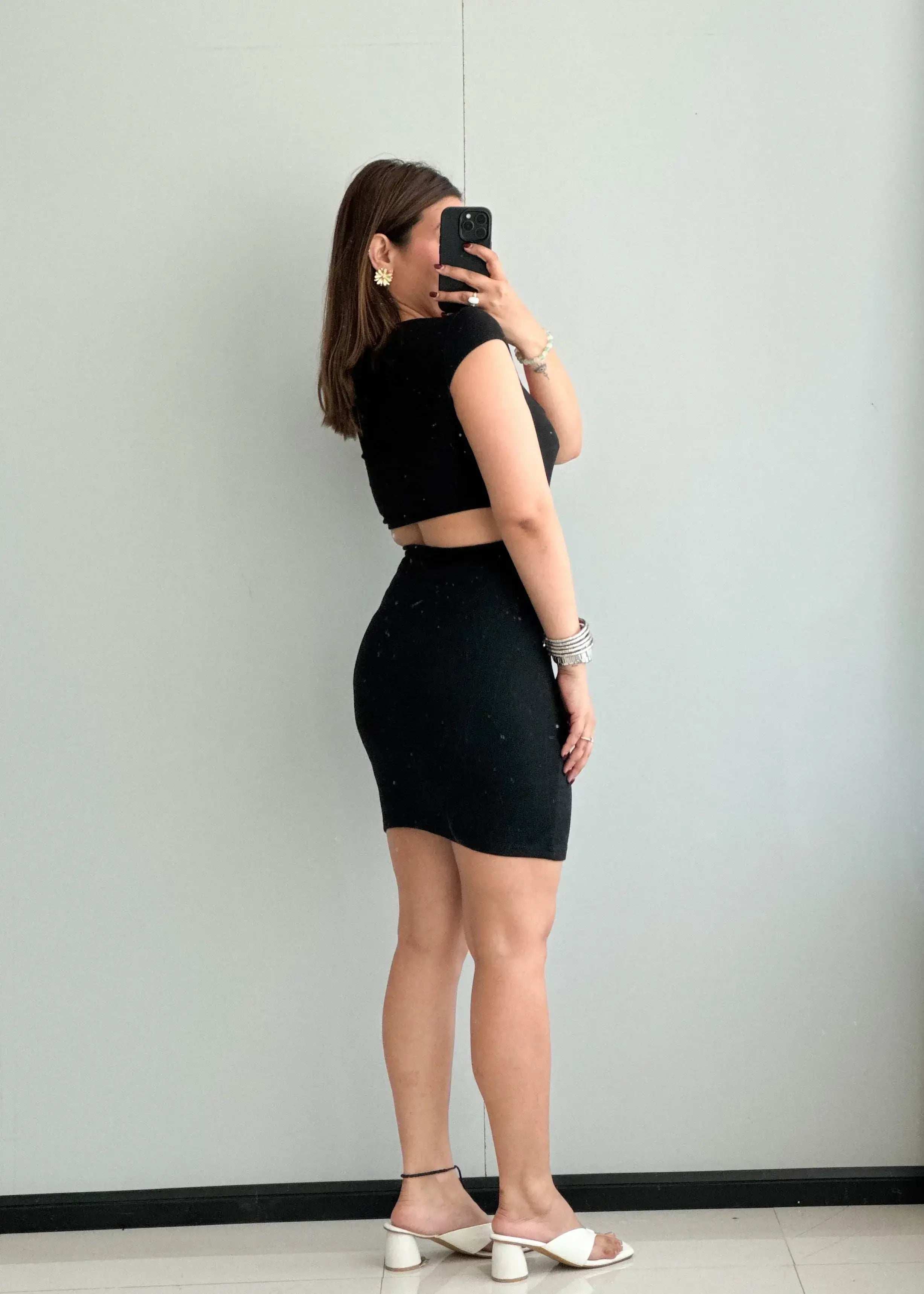 SIZE S-M, Solid Bodycon Mini Dress - Closet by Payal