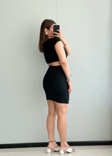 SIZE S-M, Solid Bodycon Mini Dress - Closet by Payal