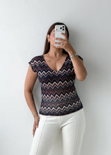 Size S-M Multicolor Chevron Knit Top