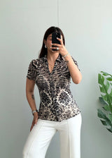 Size S-M, Animal & Floral Print Sheer Button Shirt - Closet by Payal