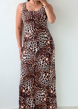 Size M-L Leopard Print Maxi Dress