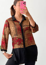Size S-M Multicolor Paisley Longline Shirt