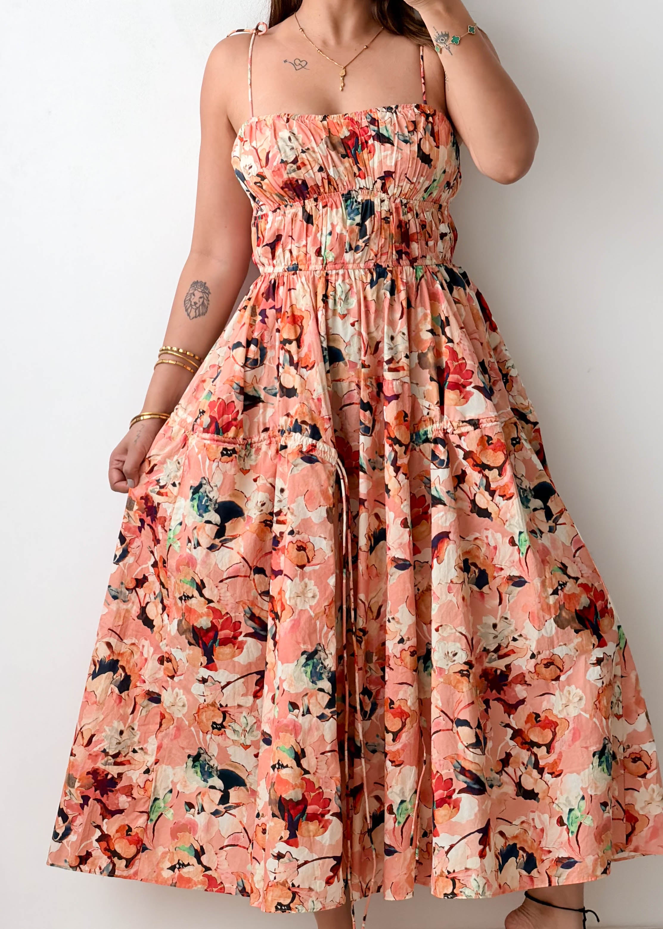 Size XS-S Peach Floral Maxi Dress